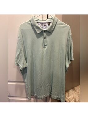 Tasso Elba Cotton Short Sleeve Collar Polo T-Shirt SZ XXL Light Teal